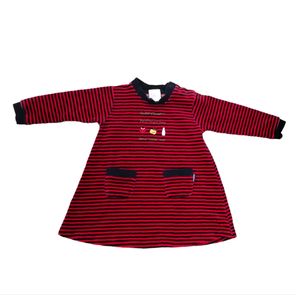 Baby B'Gosh Black and Red Stripe Petit Playschool  apple milk Book dress Toddler